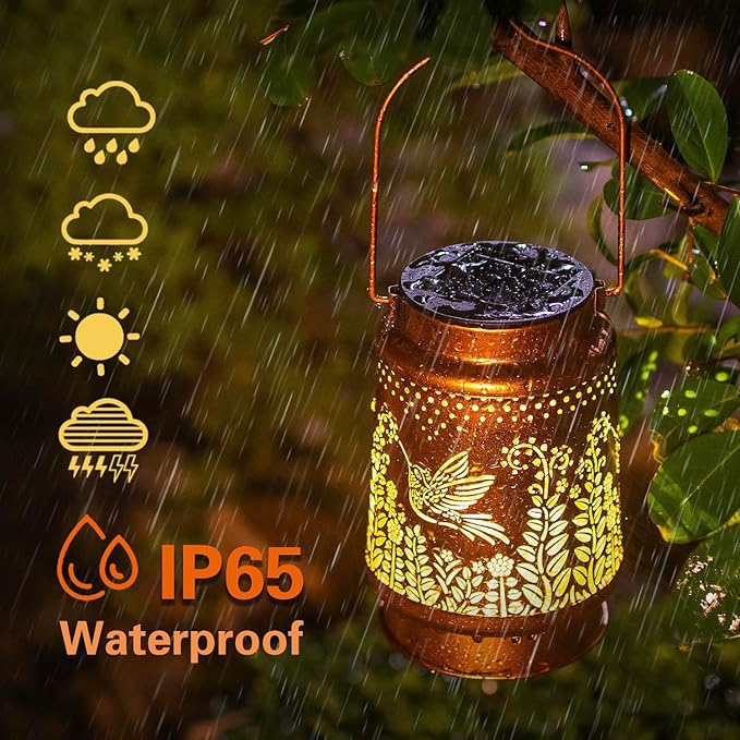Hummingbird Solar Lanterns Outdoor Waterproof Hanging Solar Lights Hummingbird Gifts for Women Men