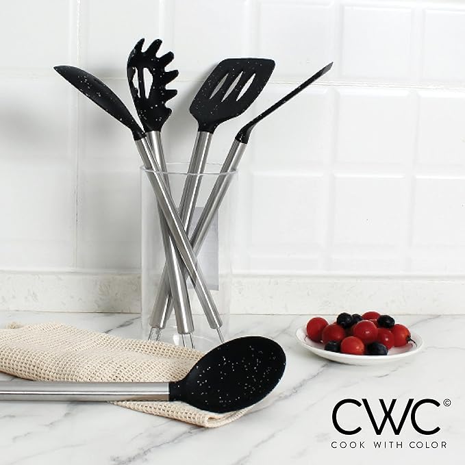 COOK WITH COLOR Silicone Cooking Utensils, Kitchen Utensil Set, Easy to Clean Silicone Kitchen