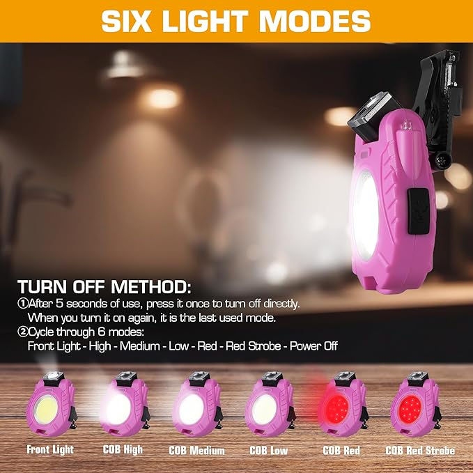 EverBrite 2 Pack COB Keychain Work Light, Mini Rechargeable Magnetic Keychain Light, Sensor Mode