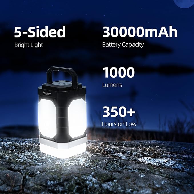 Sinvitron Camping Lantern Rechargeable??0,000mAh Portable Camping Lights, QC3.0 Fast Charging,1000
