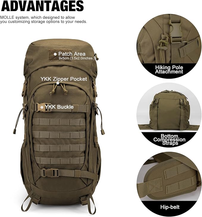 Mardingtop 50L Hiking Backpack,Backpacking Backpack with Rain Cover for