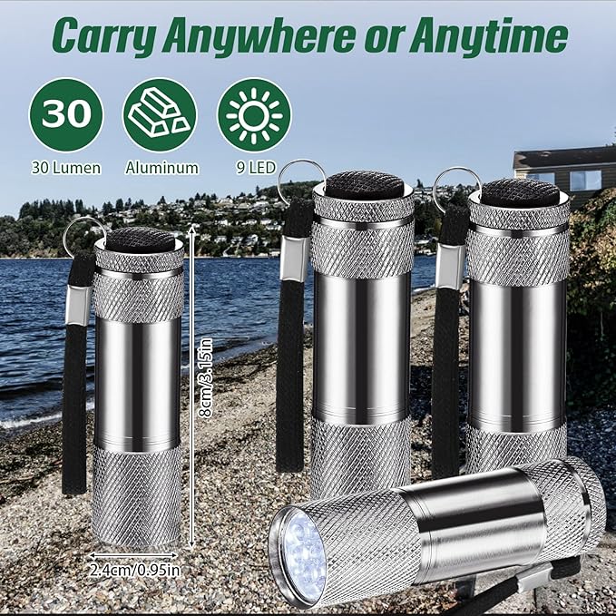 VIHOSE 32 Pcs Mini Flashlights Bulk, Bright Aluminum Handheld Flash Light with Lanyard Small LED