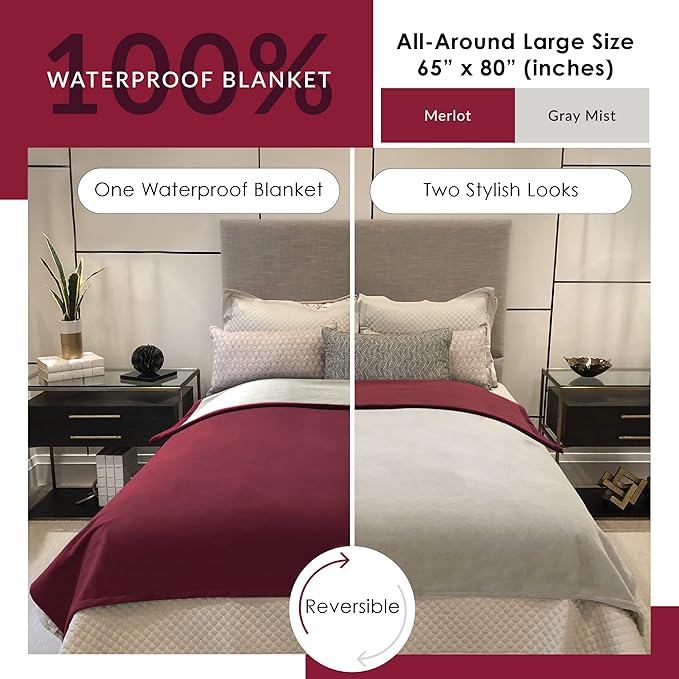 Waterproof Blanket | Machine Washable Dog Bed Cover | Water Proof Blanket to Protect Your Bed Couch