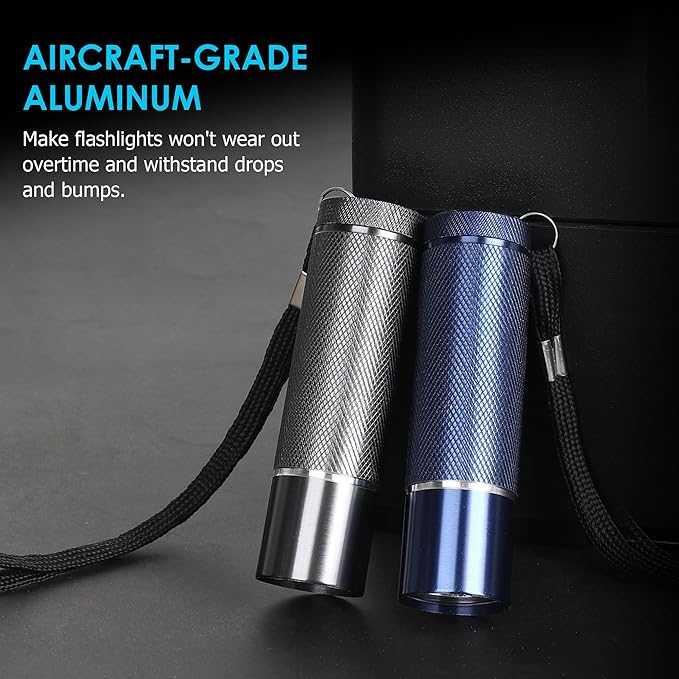 FASTPRO 6-Pack Flashlights Set, Aluminum LED Flashlights with AAA Batteries Included &