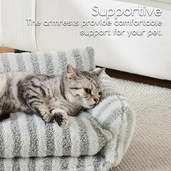 Hollypet Cat Bed Fluffy Plush Mutifuctional Double-Layer Soft Pet Couch Orthopedic Sofa Nest Beds