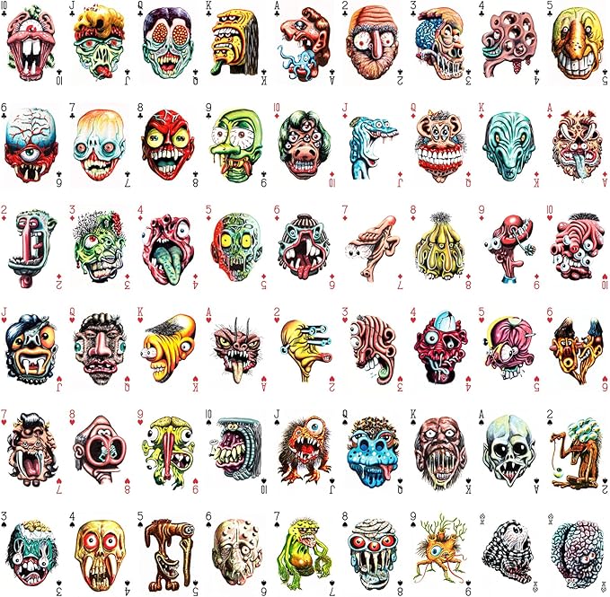 Ugly Monsters Playing Cards (Poker Deck 54 Cards All Different) Vintage Scary Ugly Monsters