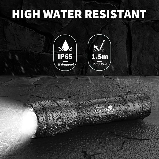 ULTRAFIRE Tactical Flashlight with Holster Pouch, 1000 Lumen Single Mode Police Flashlight for Duty