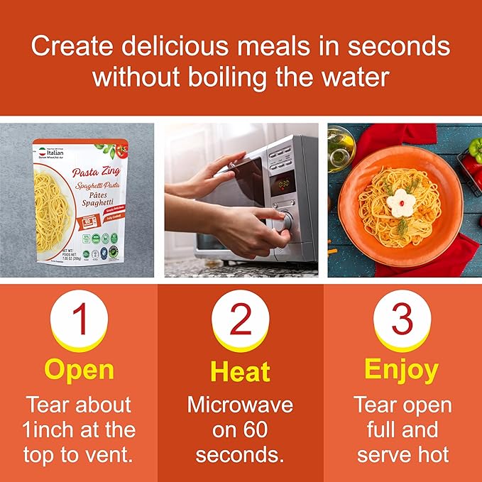 Pasta Zing Spaghetti Pasta Made with Italian Durum Wheat | Ready to Eat Meals in 60 seconds | Fully