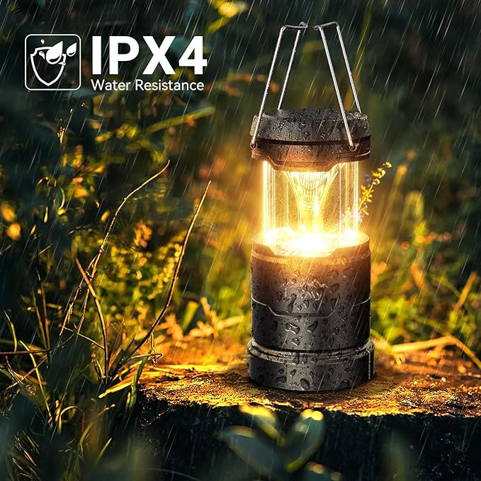 LETMY 4 Pack Camping Lanterns for Power Outages - Dimmable & 3 Color Modes, Battery Powered