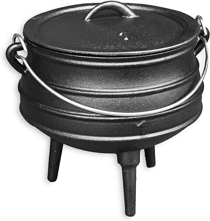 Cuisiland 3.2QT Cast Iron Potjie Cauldron Pot with Lid & 3 Legs – Pre-Seasoned South African-Style