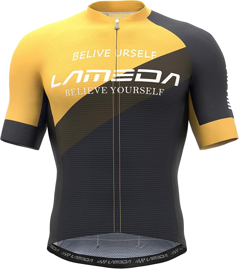 LAMEDA Men's Cycling Jersey Breathable Lightweight Bike Jersey Short Sleeve Quick Dry Moisture