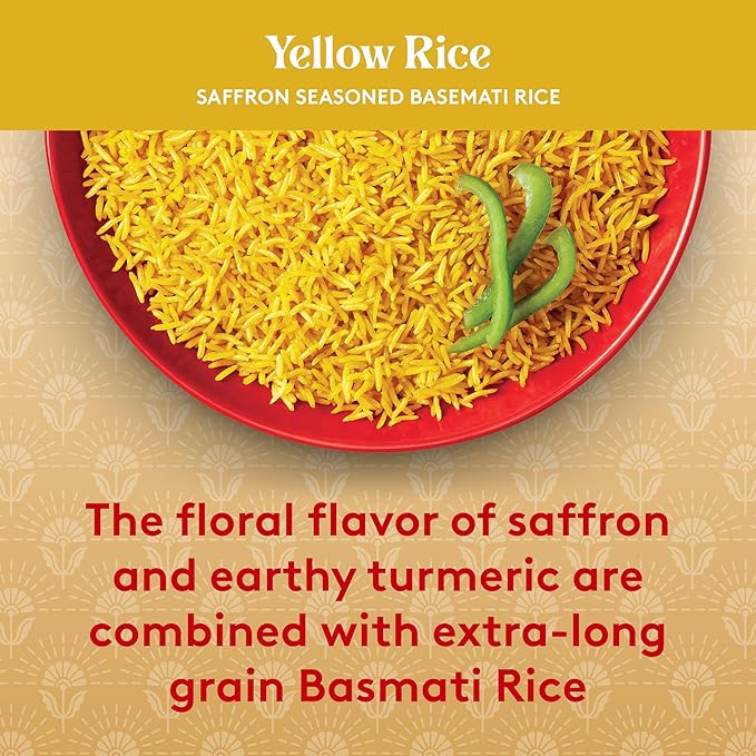 Royal Ready to Heat Saffron Seasoned Yellow Basmati Rice (8.5oz, Pack of 6)
