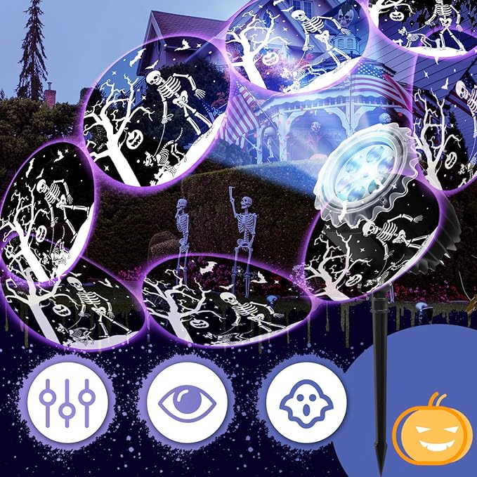 Halloween Projector Light with 1 Film Slides Holiday LED Projector Lights Outdoor Reflectors