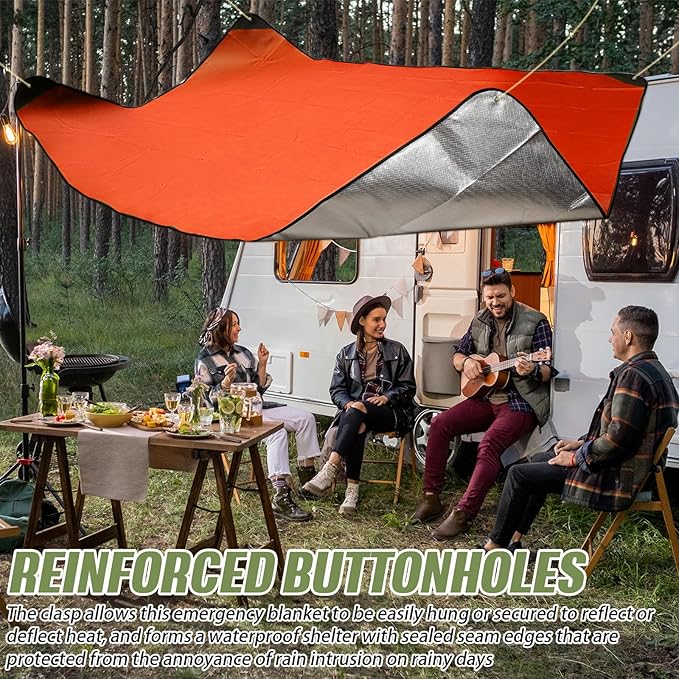 Kanayu 4 Pcs Emergency Thermal Survival Blankets 82 x 60 Inch,Heavy Duty Emergency Poncho Tarp
