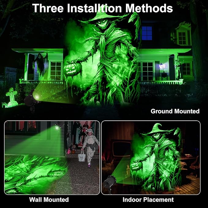 Treela Halloween Projector Lights Outdoor Dynamic Scary Scarecrow Lights Decoration Outside Indoor