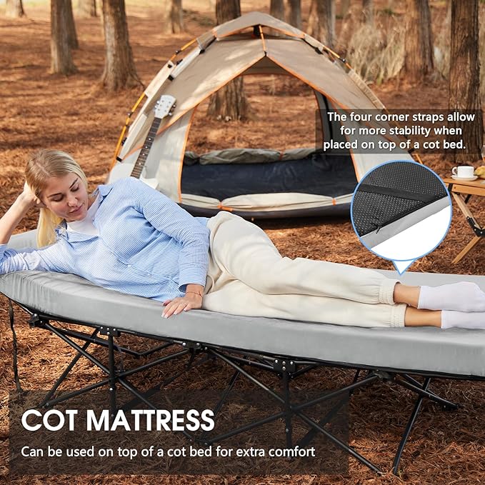 CYMULA Memory Foam Camping Mattress Pad,3inch Sleeping Pad for Camping,Non-Slip Bottom Floor Cot