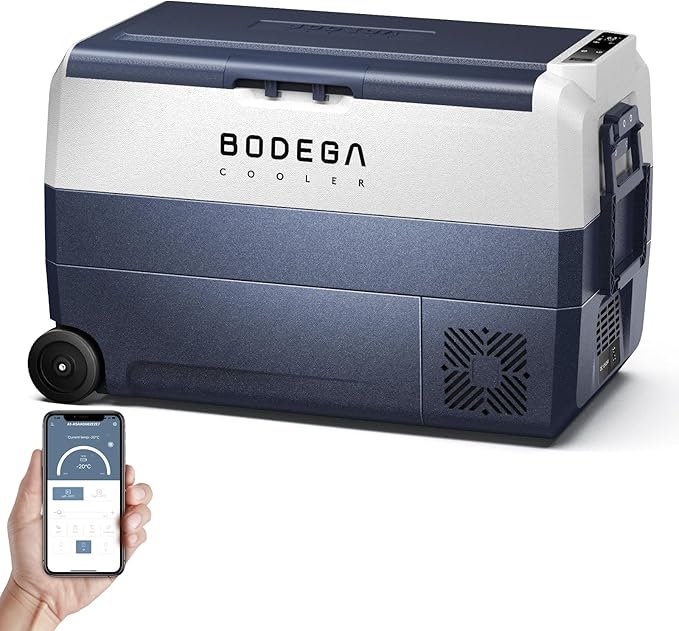 BODEGACOOLER 12 Volt Car Refrigerator,53Quart RV Fridge APP Control, Portable Car Freezer, (50L)