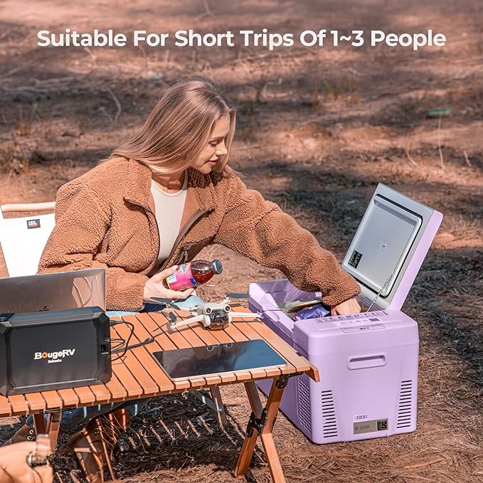 BougeRV Purple 23Quart Portable Refrigerator, 12 Volt Fridge 22L, Portable Freezer Compressor