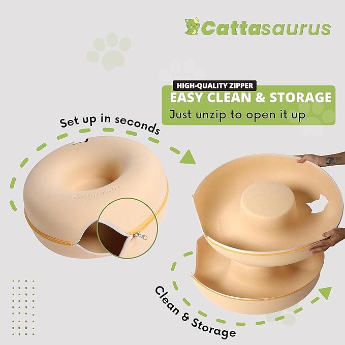 CATTASAURUS Peekaboo Cat Cave for Multiple & Large Cats Up to 30-45 Lbs, Scratch Detachable &