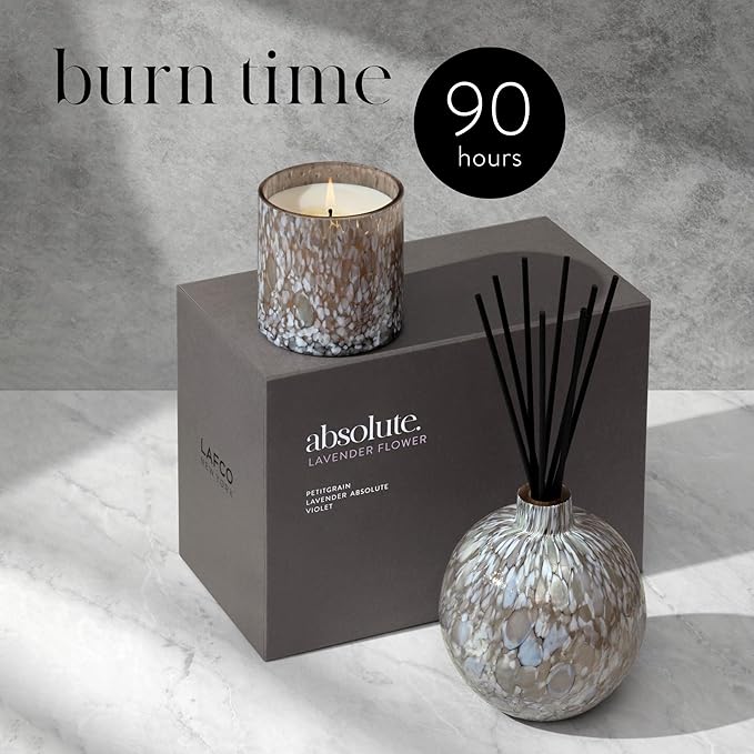 LAFCO New York Signature Candle, Lavender Flower - 15.5 oz - 90-Hour Burn Time - Reusable, Hand