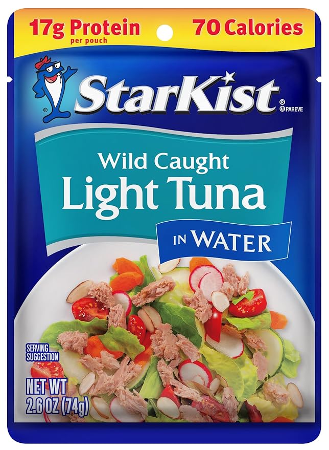 StarKist Chunk Light Tuna in Water, 2.6 oz Pouch (1 Pack) Ready to Eat Wild Caught Tuna, 17g