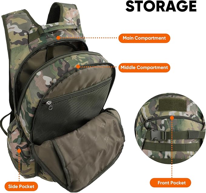 35L Tactical Backpack for Men, MOLLE Military Bug Out Bag, Waterproof Rucksack for Hiking with