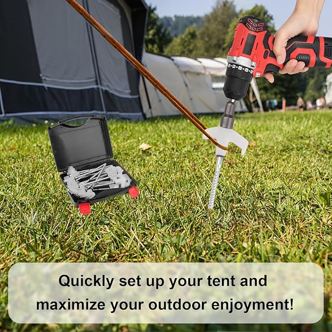 12 Pcs Tent Stakes Heavy Duty, 8 in Ground Anchors Screw in, Grow in the Dark Screw in Tent Stakes