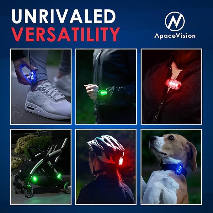 LED Safety Light (2 Pack) - Clip On Strobe/Running Lights for Runners, Dog, Bike, Walking, Boat