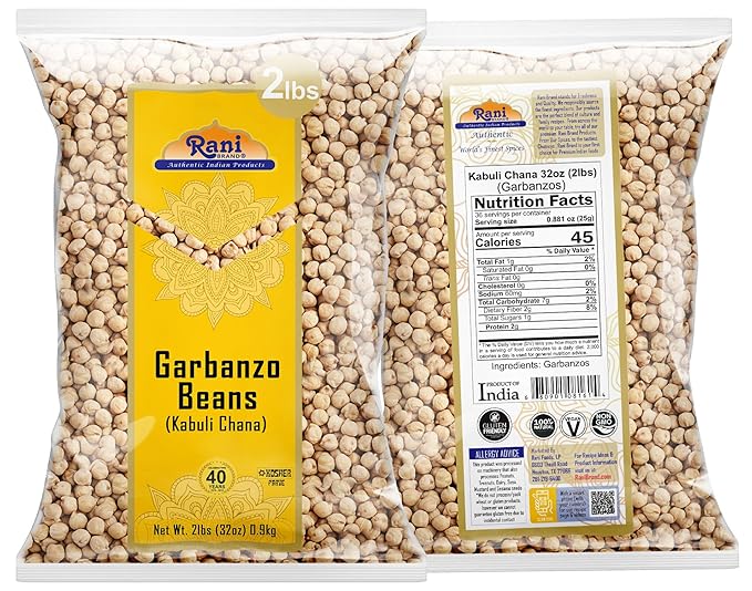 Rani Garbanzo Beans (Kabuli Chana) 32oz (2lbs) 908g ~ All Natural | Vegan | Gluten Friendly |