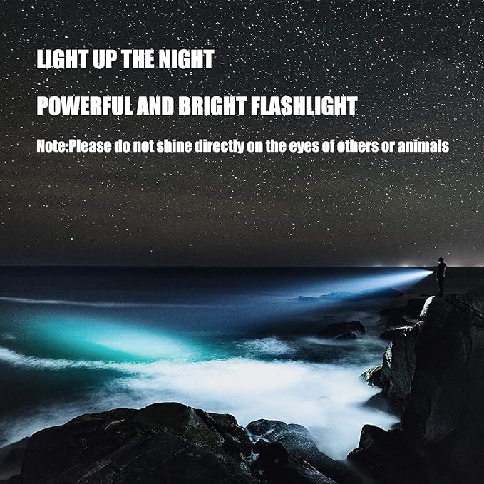 Super Bright LED Spotlight Rechargeable Flashlight 10000 Lumen Handheld Spotlight 10000mAh Long