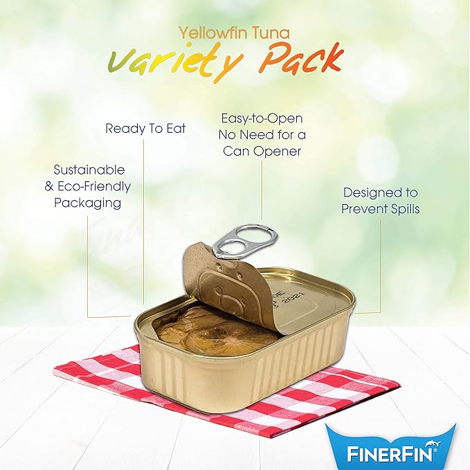FinerFin Yellowfin Tuna Salad in Organic Olive Oil | Taster's Variety Pack | Premium Canned Tuna