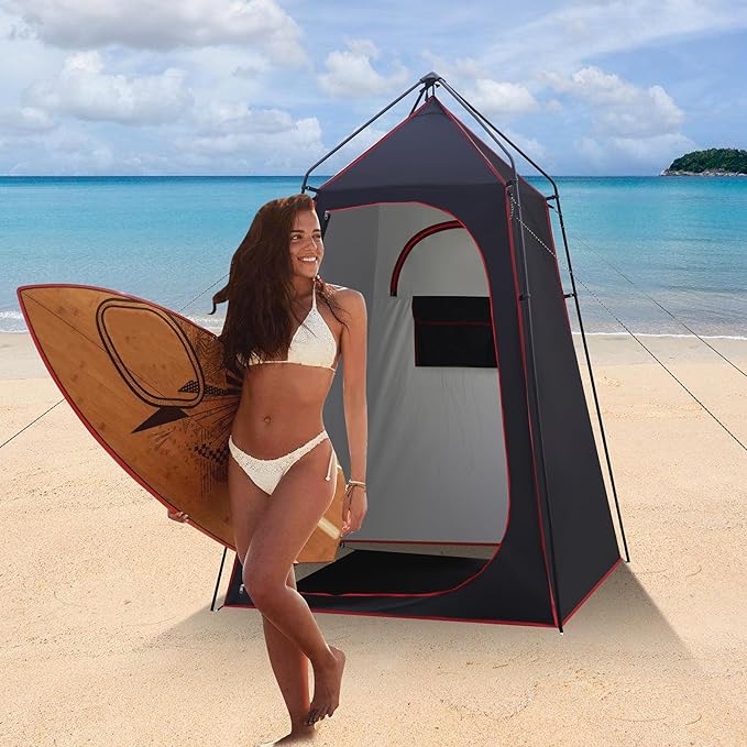 Camping Shower Tent, Portable Outdoor Privacy Shelter for Showering & Changing, 7.2 FT Easy-Setup