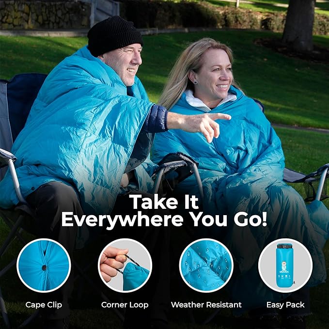 Puffy Blanket for Cold Weather - Down Camping Blanket with Sustainable Insulation, Lightweight &