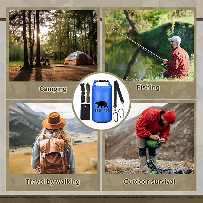 1 Set Bear Food Bag for Camping Ultralight Food Hanging System Includes Waterproof Bear Bag, Nylon