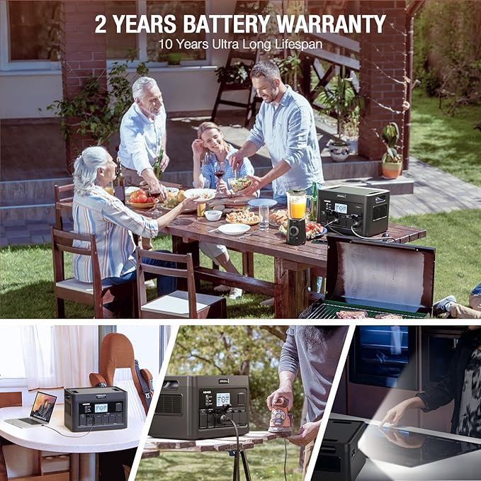 Portable Power Station 2400W, 1843Wh LiFePO4 Solar Generator UPS Home Battery Backup Power w/4