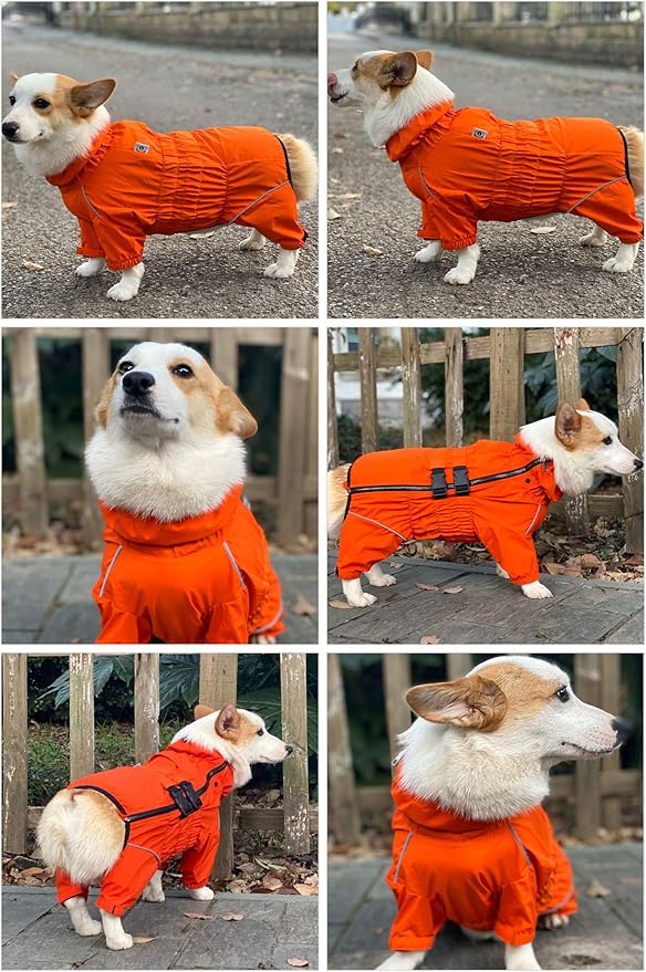 Dogs Waterproof Jacket, Lightweight Waterproof Jacket Reflective Safety Dog Raincoat Windproof