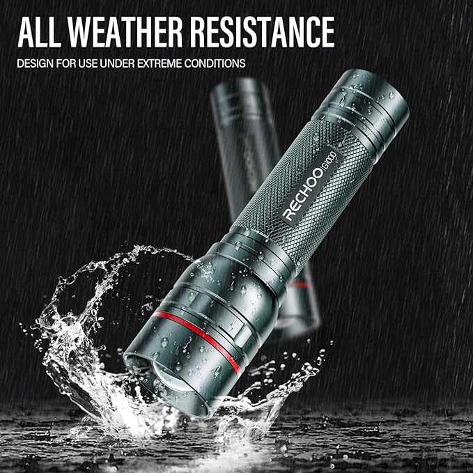 Rechargeable Flashlights High Lumens, G1000 Super Bright Flash Light Grey, Small Zoomable LED