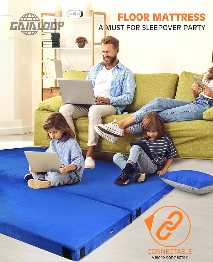 4 Inch GAIALOOP Extra Thick Memory Foam Camping Mattress, Roll Up Floor Sleeping Mat Camp Cot