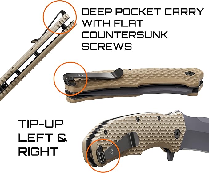Off-Grid Knives - Rapid Fire Coyote, Large Assisted EDC, Hard Use Construction, Camping and