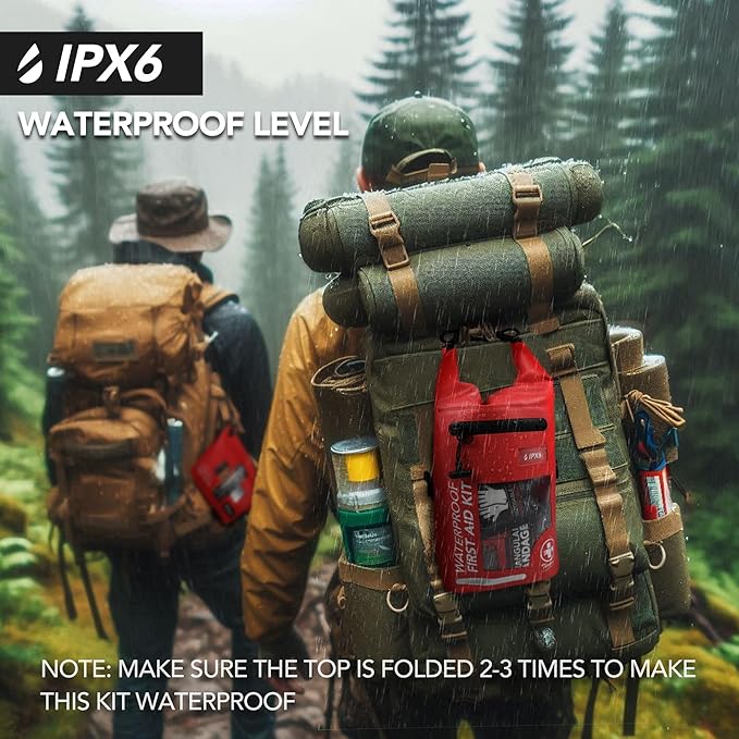 250 PCS Waterproof First Aid Kit, Roll Top Reflective Boat Dry Bag Bug Out Bags, Emergency Medical