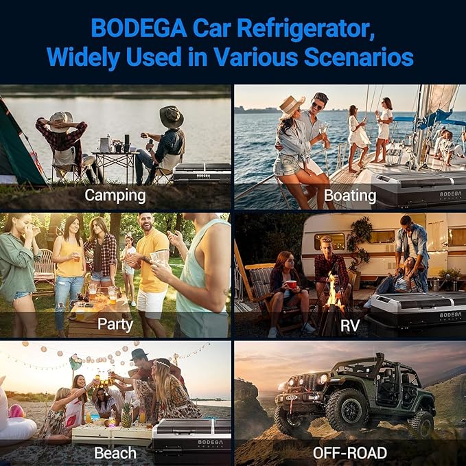 BODEGACOOLER 12 Volt Car Refrigerator, RV Car Fridge Dual Zone APP Control, Portable Freezer,121