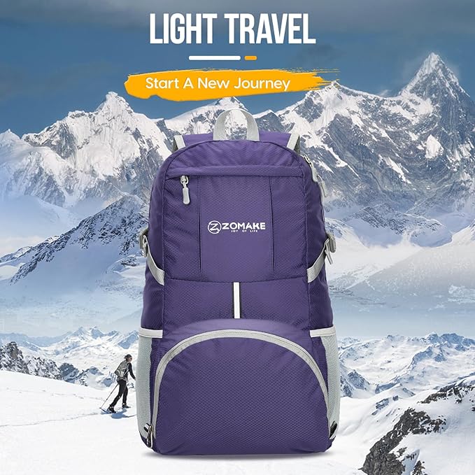 ZOMAKE Lightweight Packable Backpack 35L, Light Foldable Backpacks Water Resistant Collapsible