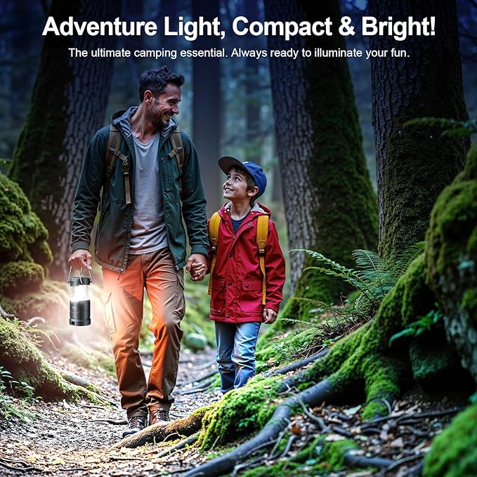 LETMY LED Camping Lantern for Power Outages, 3 Color Modes & Dimmable Battery Powered Lantern, IPX4