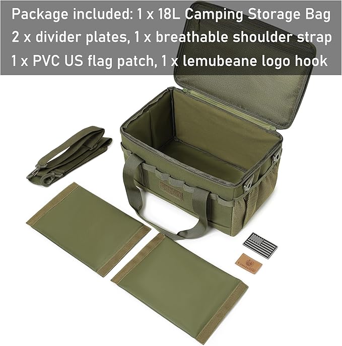 Tactical Camping Storage Bag 18L Tactical Utility Tote Bag Camping Cookware Organizer Trunk