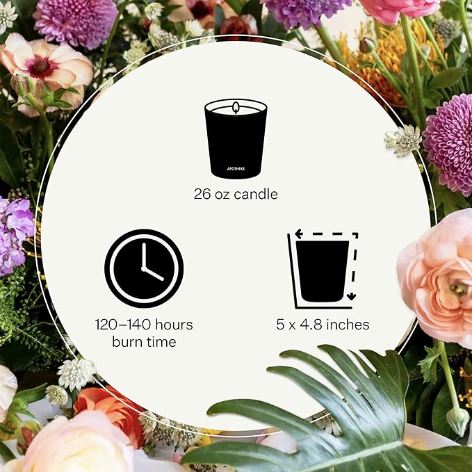 Apotheke 3-Wick Scented Candles for Home, Sea Salt Grapefruit - 26 oz Soy Wax Jar Candle Gift for
