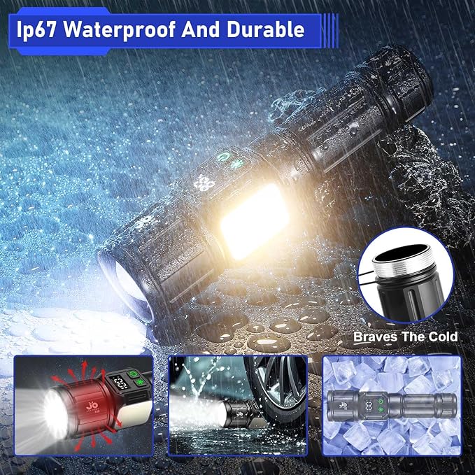 JAY-PARK Flashlights High Lumens, Rechargeable Flashlight 10000 Lumens with Magnetic, Bright Flash