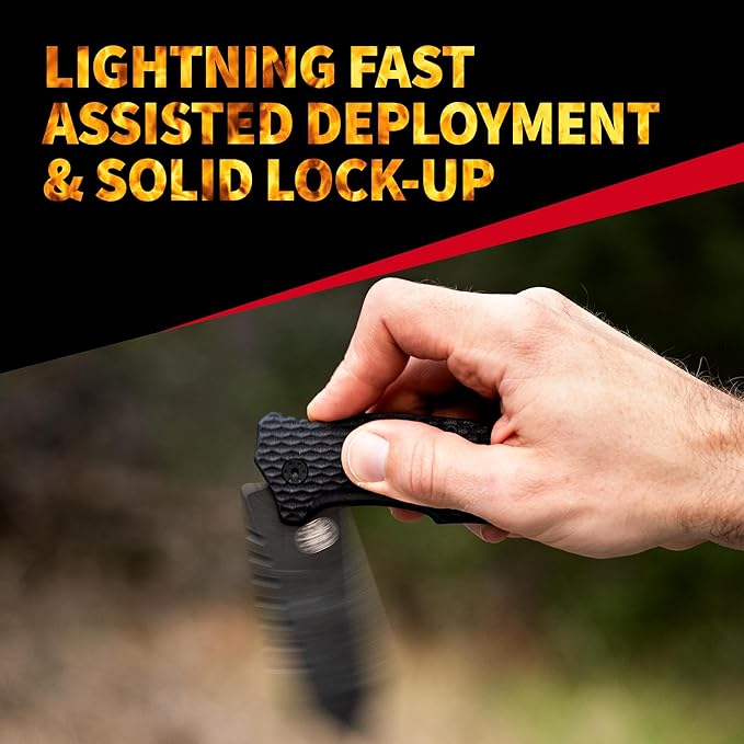 Off-Grid Knives - Rapid Fire Viper, Assisted Tanto Blade, Hard Use Build, Tactical, Camping &