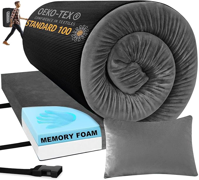 Sleeping Pad,3-inch Thick Memory Foam Camping Mattress,Portable Roll-Up Mat for