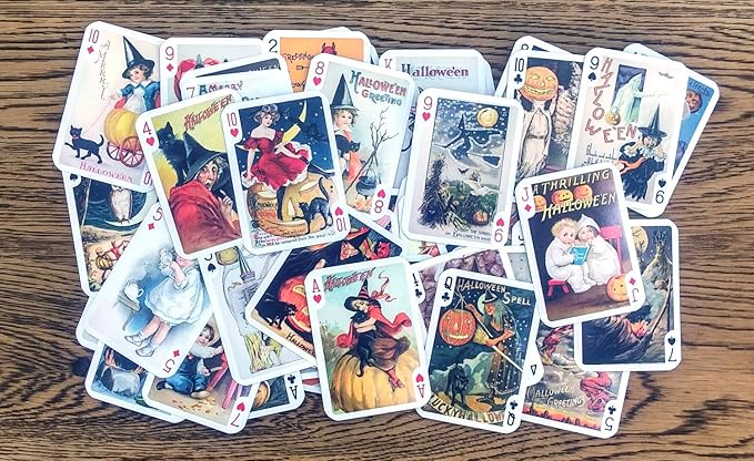 Halloween Playing Cards (Poker Deck 55 Cards All Different) Vintage Halloween Cards Reprint