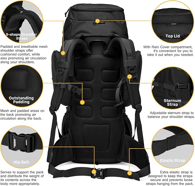 Mardingtop 60L Military Internal Frame Backpack for Hiking,Camping,Hunting,Rucksack Backpack with